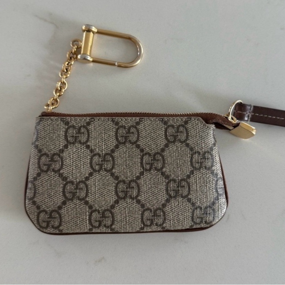 Gucci Beige and Brown Monogram Key Holder